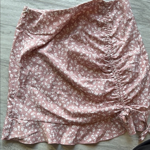 Pink Ruched Wrap Mini Skirt - Picture 3 of 3